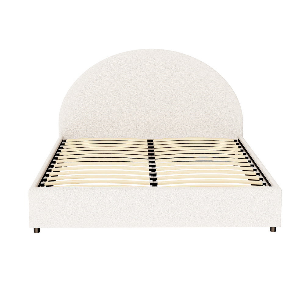Beds & Bed Frames: Artiss Bed Frame Gas Lift Strorage Beds Base Platform Boucle Fabric Double ELLA