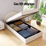 Beds & Bed Frames: Artiss Bed Frame Gas Lift Strorage Beds Base Platform Boucle Fabric King Single ELLA