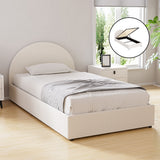 Beds & Bed Frames: Artiss Bed Frame Gas Lift Strorage Beds Base Platform Boucle Fabric King Single ELLA