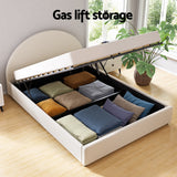 Beds & Bed Frames: Artiss Bed Frame Gas Lift Strorage Beds Base Platform Boucle Fabric Queen ELLA