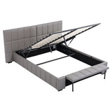 Artiss Double Size Upholstered Gas Lift Bed Frame with Foldable Bench PVC Leather Platform Bed with Storage