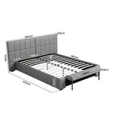 Artiss Double Size Upholstered Gas Lift Bed Frame with Foldable Bench PVC Leather Platform Bed with Storage