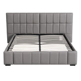 Artiss Double Size Upholstered Gas Lift Bed Frame with Foldable Bench PVC Leather Platform Bed with Storage