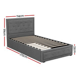 Beds & Bed Frames: Artiss Bed Frame King Single Size Gas Lift Storage Mattress Base Wooden Grey
