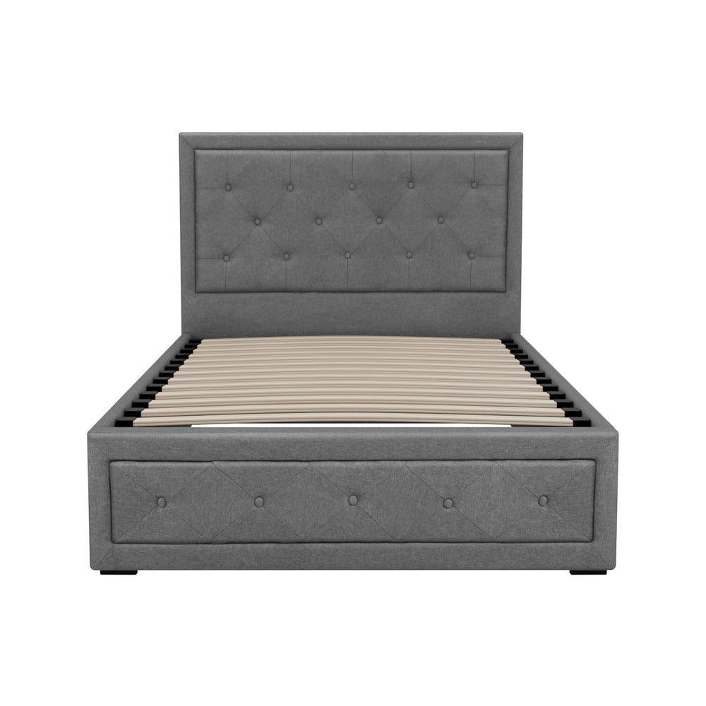 Beds & Bed Frames: Artiss Bed Frame King Single Size Gas Lift Storage Mattress Base Wooden Grey