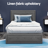 Beds & Bed Frames: Artiss Bed Frame King Single Size Gas Lift Storage Mattress Base Wooden Grey
