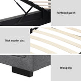 Beds & Bed Frames: Artiss Bed Frame King Single Size Gas Lift Storage Mattress Base Wooden Grey
