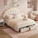 Beds & Bed Frames: Artiss Double Bed Frame with 2 Storage Drawers Upholstered Velvet Platform Bed LED Headboard