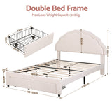 Beds & Bed Frames: Artiss Double Bed Frame with 2 Storage Drawers Upholstered Velvet Platform Bed LED Headboard