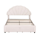 Beds & Bed Frames: Artiss Double Bed Frame with 2 Storage Drawers Upholstered Velvet Platform Bed LED Headboard