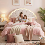 Beds & Bed Frames: Artiss Double Bed Frame with 2 Storage Drawers Upholstered Velvet Platform Bed LED Headboard