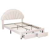 Beds & Bed Frames: Artiss Double Bed Frame with 2 Storage Drawers Upholstered Velvet Platform Bed LED Headboard
