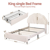 Beds & Bed Frames: Artiss King Single Bed Frame with Storage Drawer Upholstered Velvet Platform Bed LED Headboard