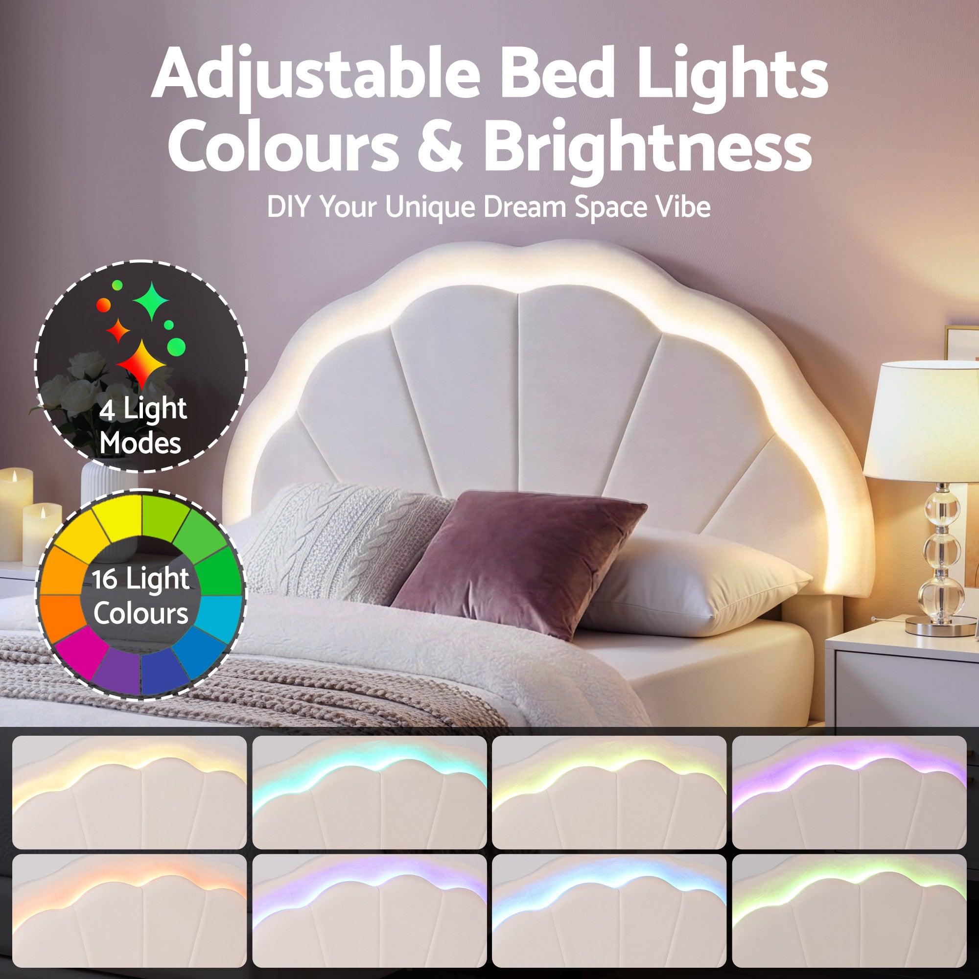 Beds & Bed Frames: Artiss King Single Bed Frame with Storage Drawer Upholstered Velvet Platform Bed LED Headboard