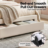 Beds & Bed Frames: Artiss King Single Bed Frame with Storage Drawer Upholstered Velvet Platform Bed LED Headboard