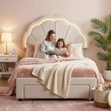 Beds & Bed Frames: Artiss King Single Bed Frame with Storage Drawer Upholstered Velvet Platform Bed LED Headboard