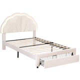 Beds & Bed Frames: Artiss King Single Bed Frame with Storage Drawer Upholstered Velvet Platform Bed LED Headboard