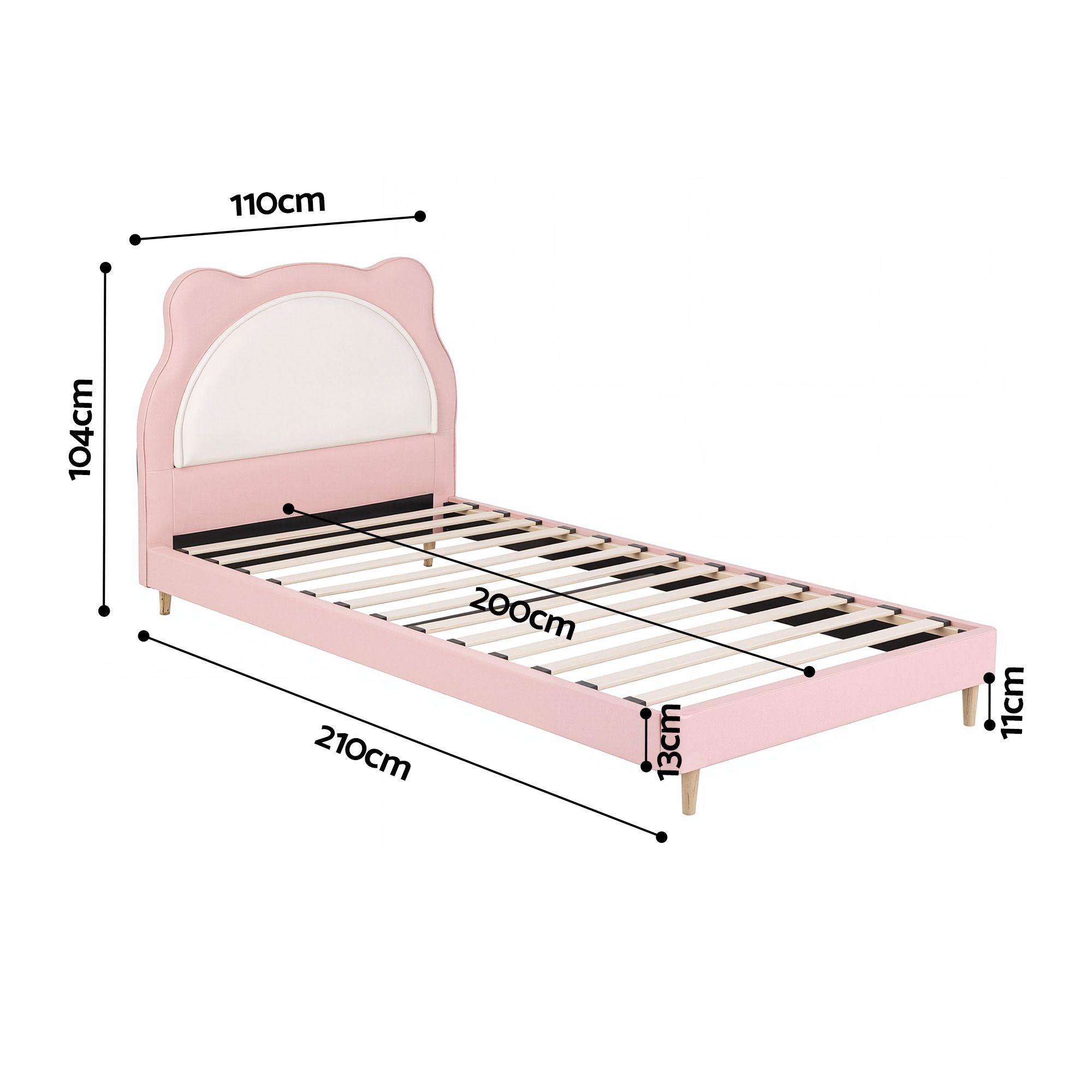 Artiss King Single Pink Kids Bed Frame for Girls Bedroom Cute Animal Upholstered