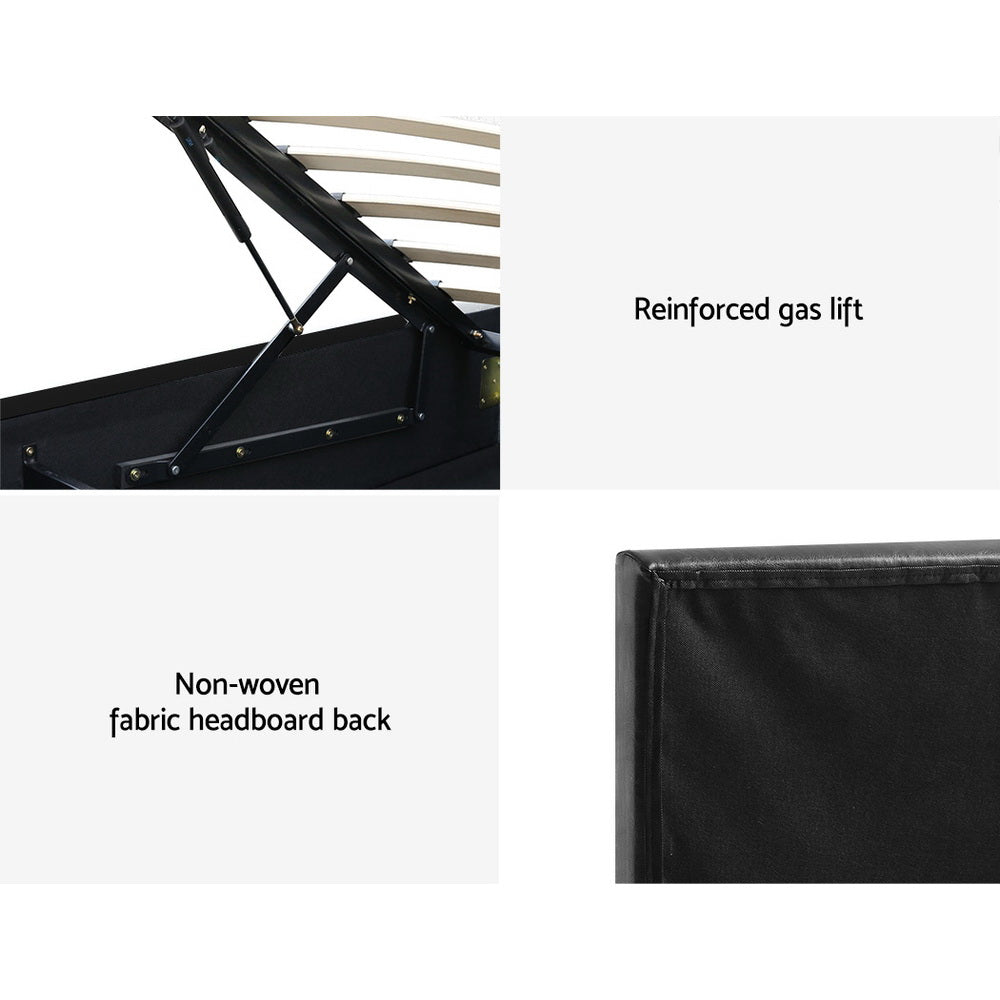 Beds & Bed Frames: Artiss Bed Frame King Single Size LED Gas Lift Black LUMI