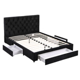 Artiss Double Bed Frame Storage Charging Station Upholstered 3 Drawers USB Type-C