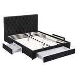 Artiss Queen Bed Frame Storage Charging Station Upholstered 3 Drawers USB Type-C