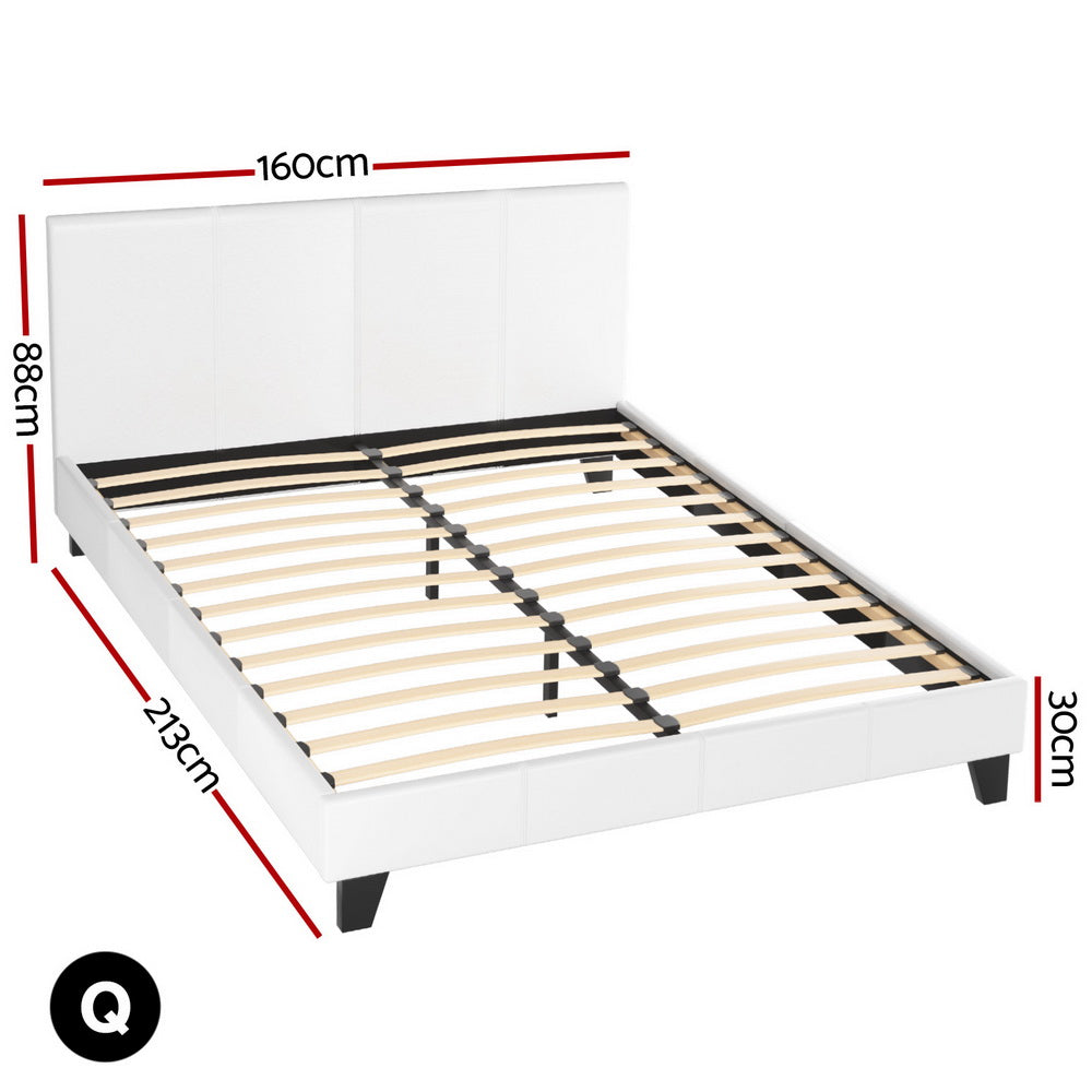 Beds & Bed Frames: Artiss Bed Frame Queen Size White NEO