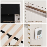 Beds & Bed Frames: Artiss King Upholstered Bed Frame with Shelf Storage Drawers Charging Station Mood Lighting Linen