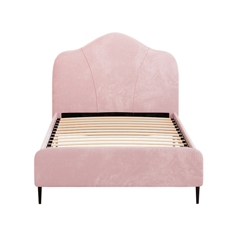 Beds & Bed Frames: Artiss Bed Frame King Single Size Velvet Pink OLAN