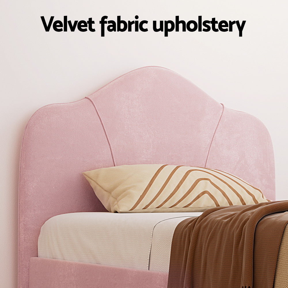 Beds & Bed Frames: Artiss Bed Frame King Single Size Velvet Pink OLAN