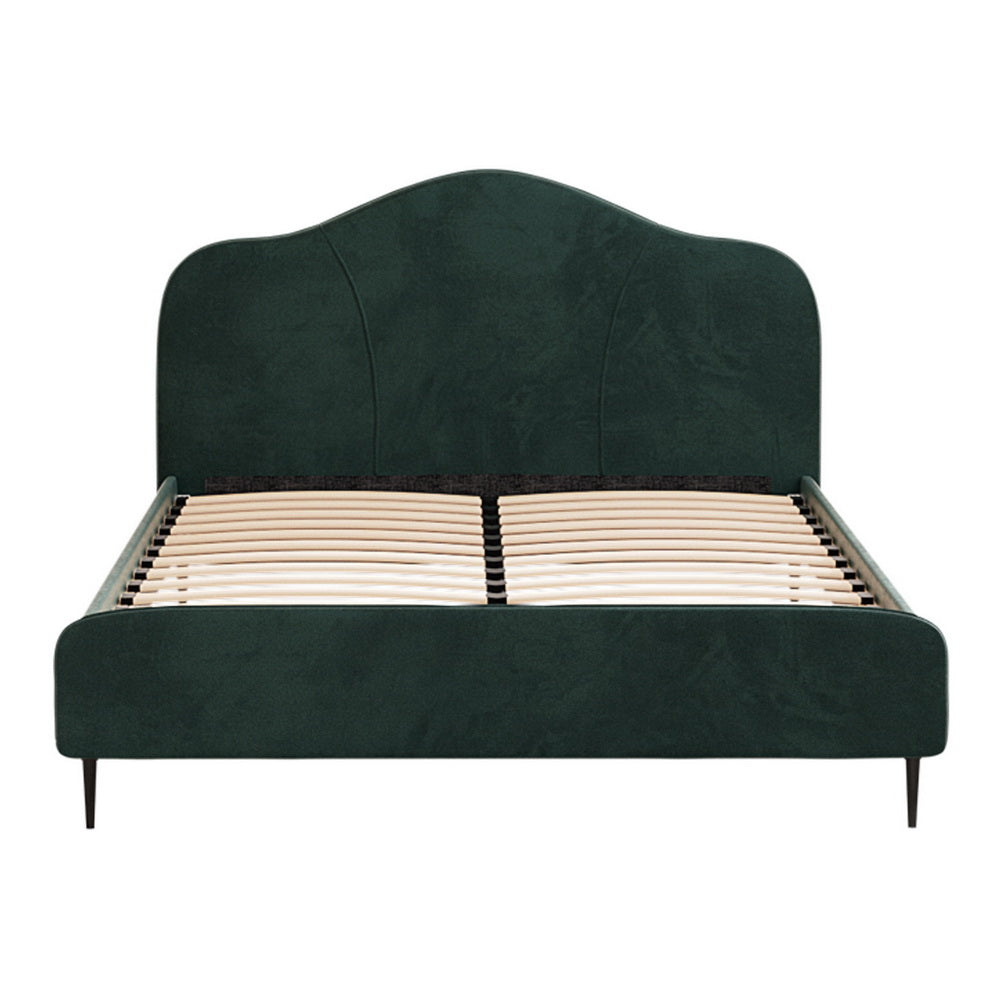 Beds & Bed Frames: Artiss Bed Frame Queen Size Velvet Dark Green OLAN