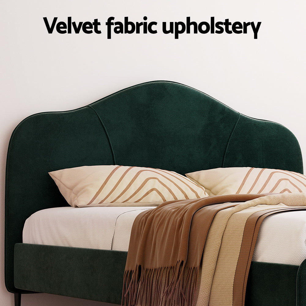 Beds & Bed Frames: Artiss Bed Frame Queen Size Velvet Dark Green OLAN