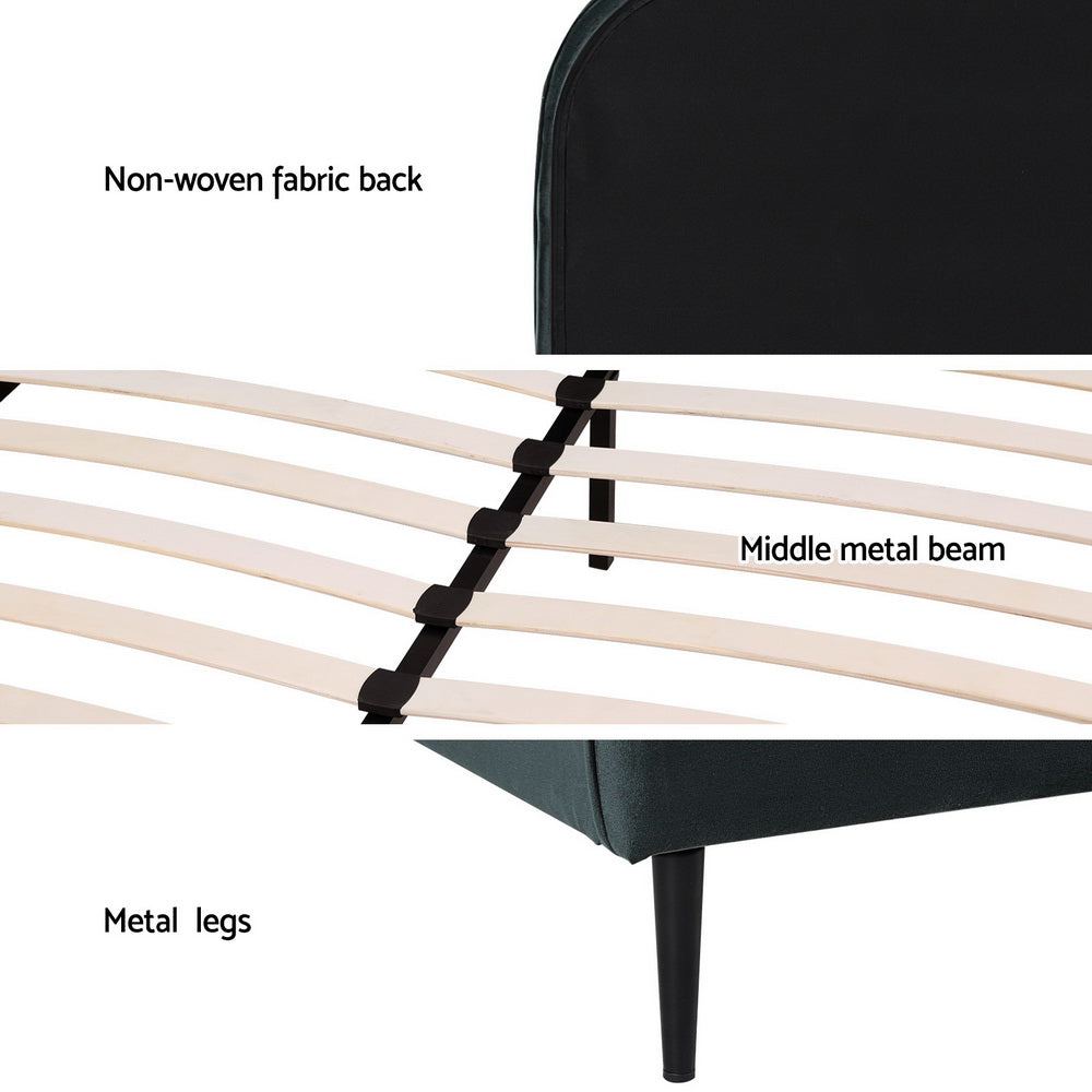 Beds & Bed Frames: Artiss Bed Frame Queen Size Velvet Dark Green OLAN
