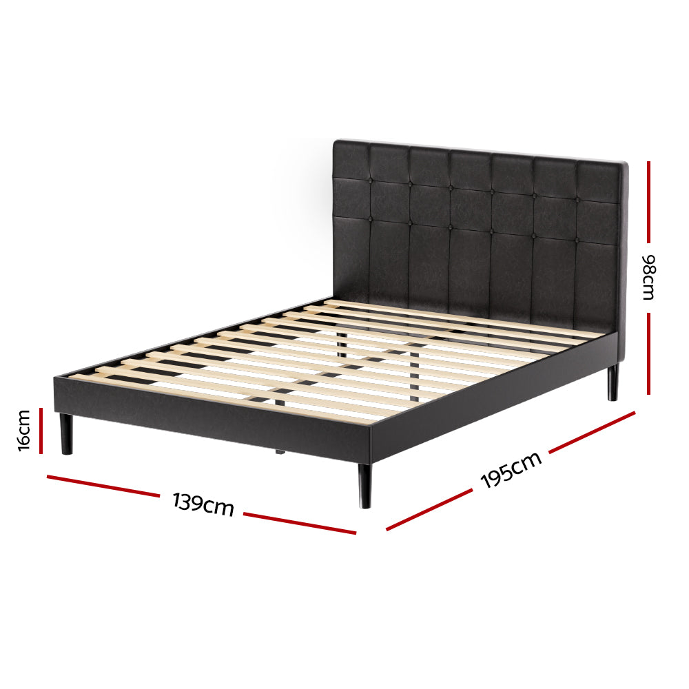 Beds & Bed Frames: Artiss Bed Frame Double Size LED Black RAVI