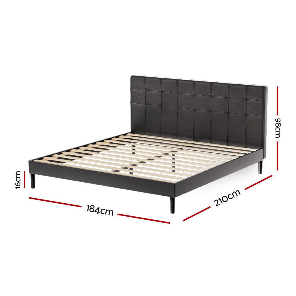 Beds & Bed Frames: Artiss Bed Frame King Size LED Black RAVI