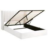 Beds & Bed Frames: Artiss Double Bed Frame with Gaslift Storage USB Type-C Charging Ports Velvet Upholstery White