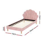 Beds & Bed Frames: Artiss Bed Frame King Single Size Scallop-Shape Bedhead Beds Base Pink Velvet Fabric