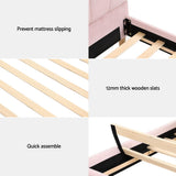 Beds & Bed Frames: Artiss Bed Frame King Single Size Scallop-Shape Bedhead Beds Base Pink Velvet Fabric
