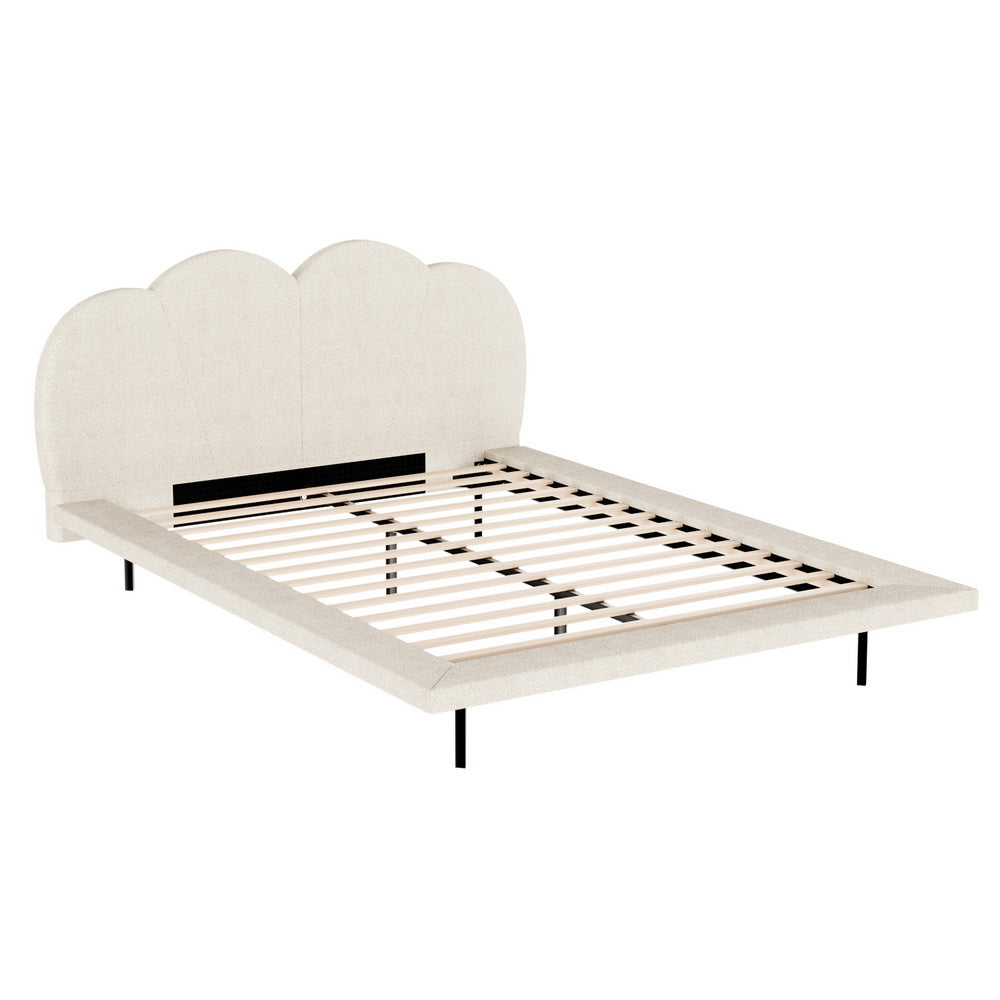 Beds & Bed Frames: Artiss Bed Frame Queen Size Boucle Beige SASA