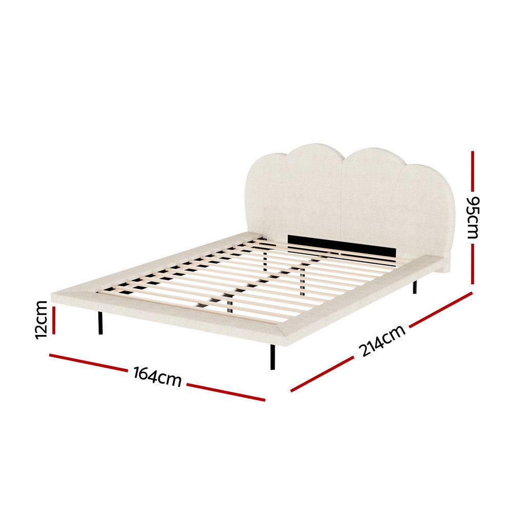 Beds & Bed Frames: Artiss Bed Frame Queen Size Boucle Beige SASA