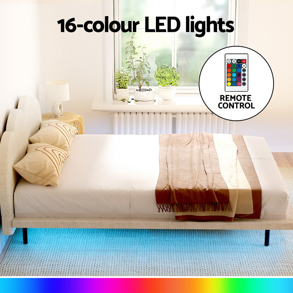 Beds & Bed Frames: Artiss Bed Frame Queen Size Boucle Beige SASA