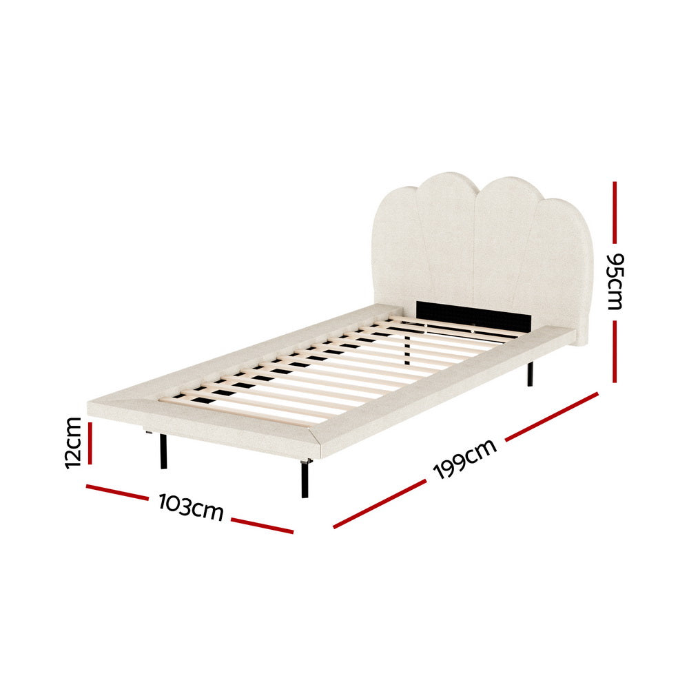 Beds & Bed Frames: Artiss Bed Frame Single Size Boucle Beige SASA