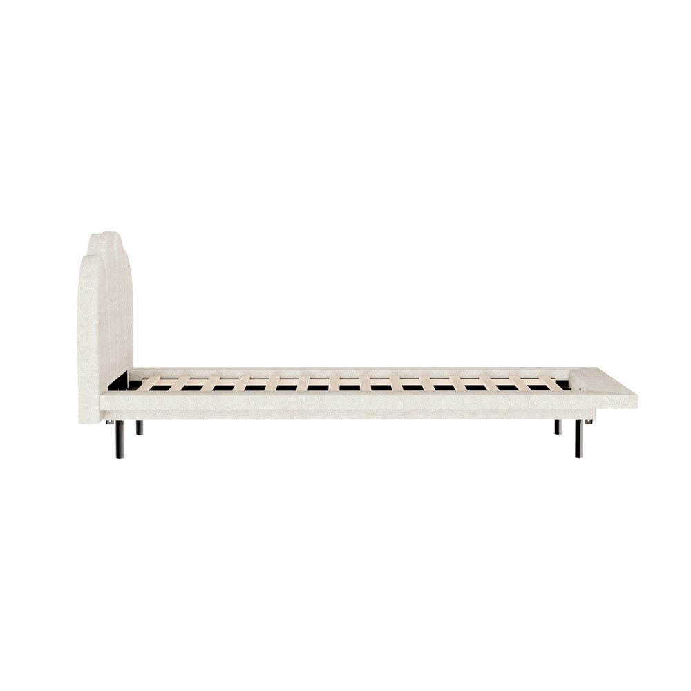 Beds & Bed Frames: Artiss Bed Frame Single Size Boucle Beige SASA