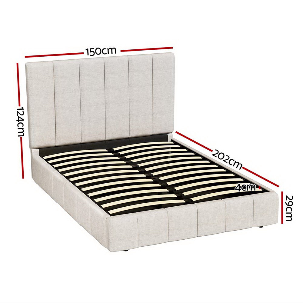 Beds & Bed Frames: Artiss Bed Frame Double Size Beige TETTE