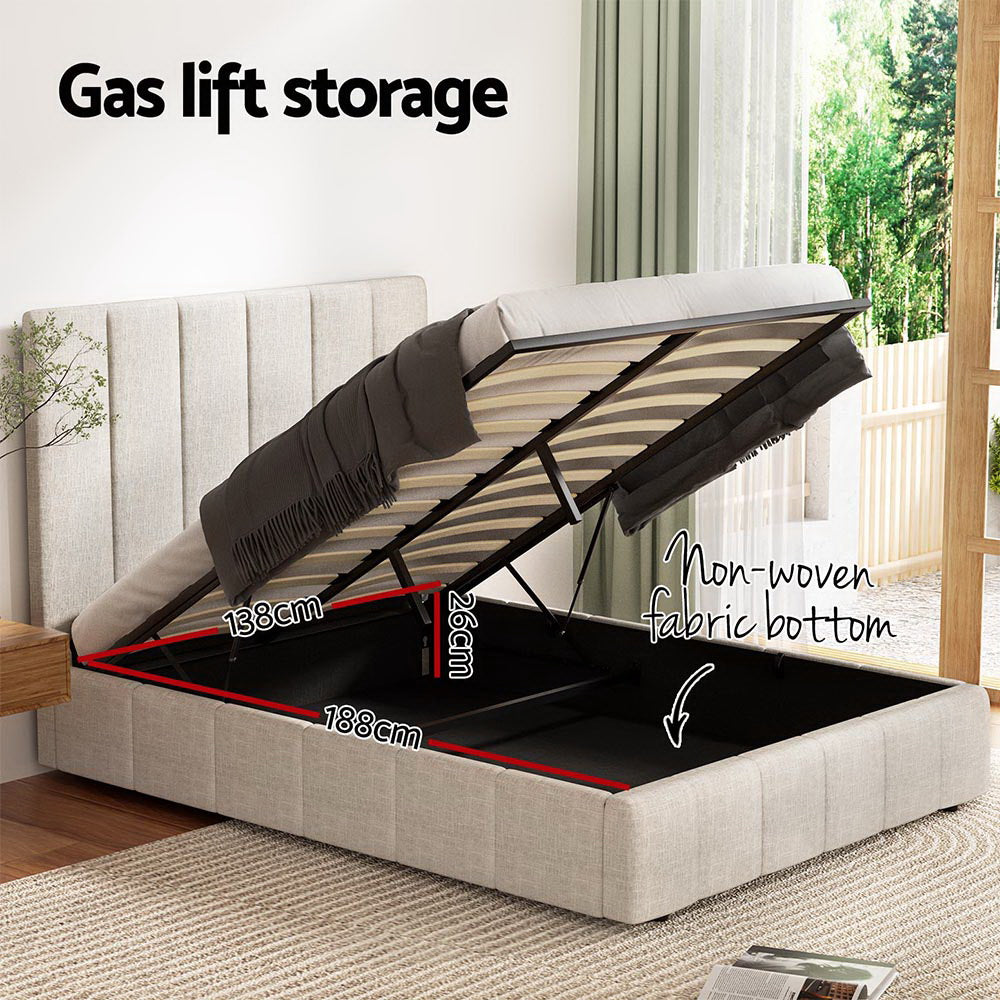 Beds & Bed Frames: Artiss Bed Frame Double Size Beige TETTE