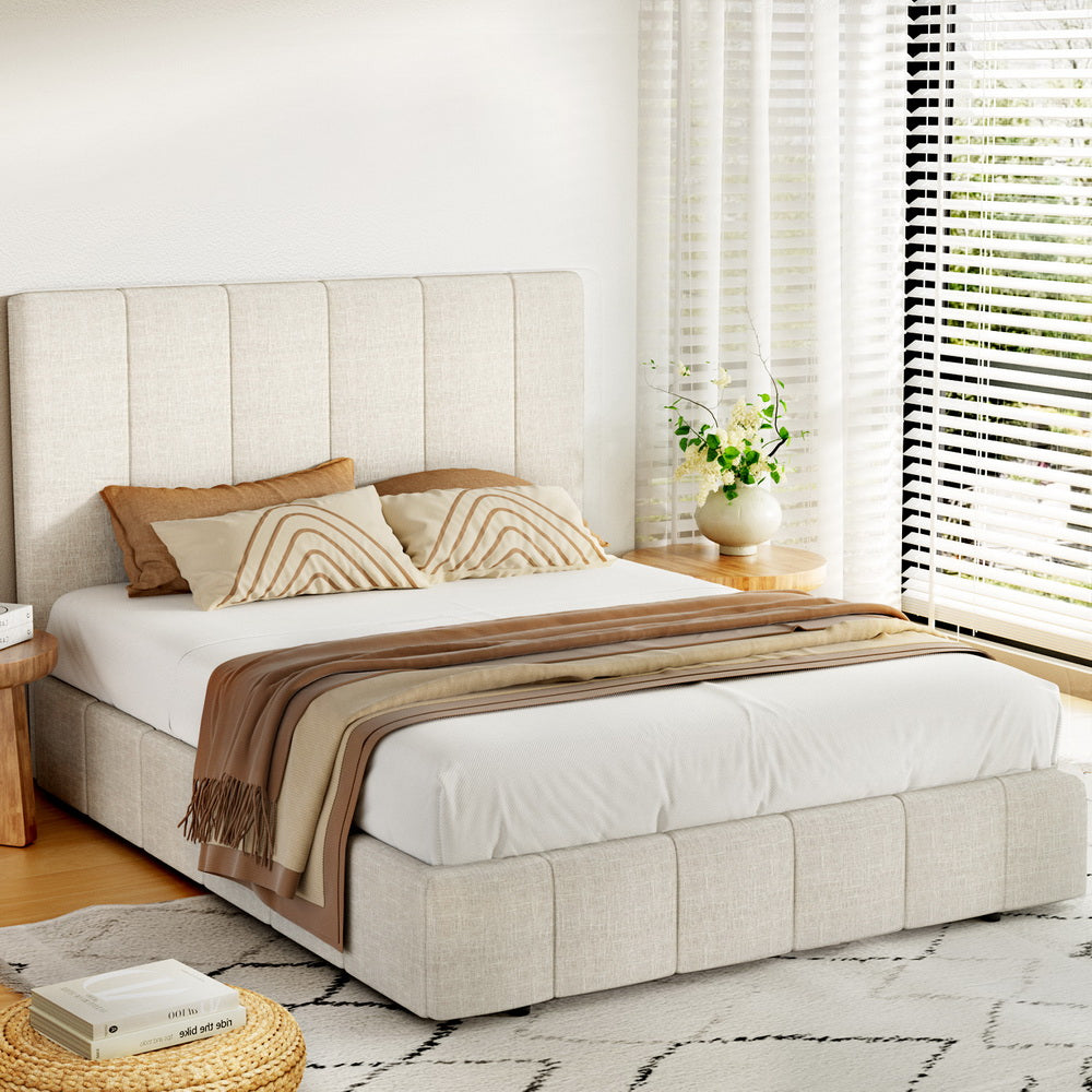 Beds & Bed Frames: Artiss Bed Frame Queen Size Beige TETTE