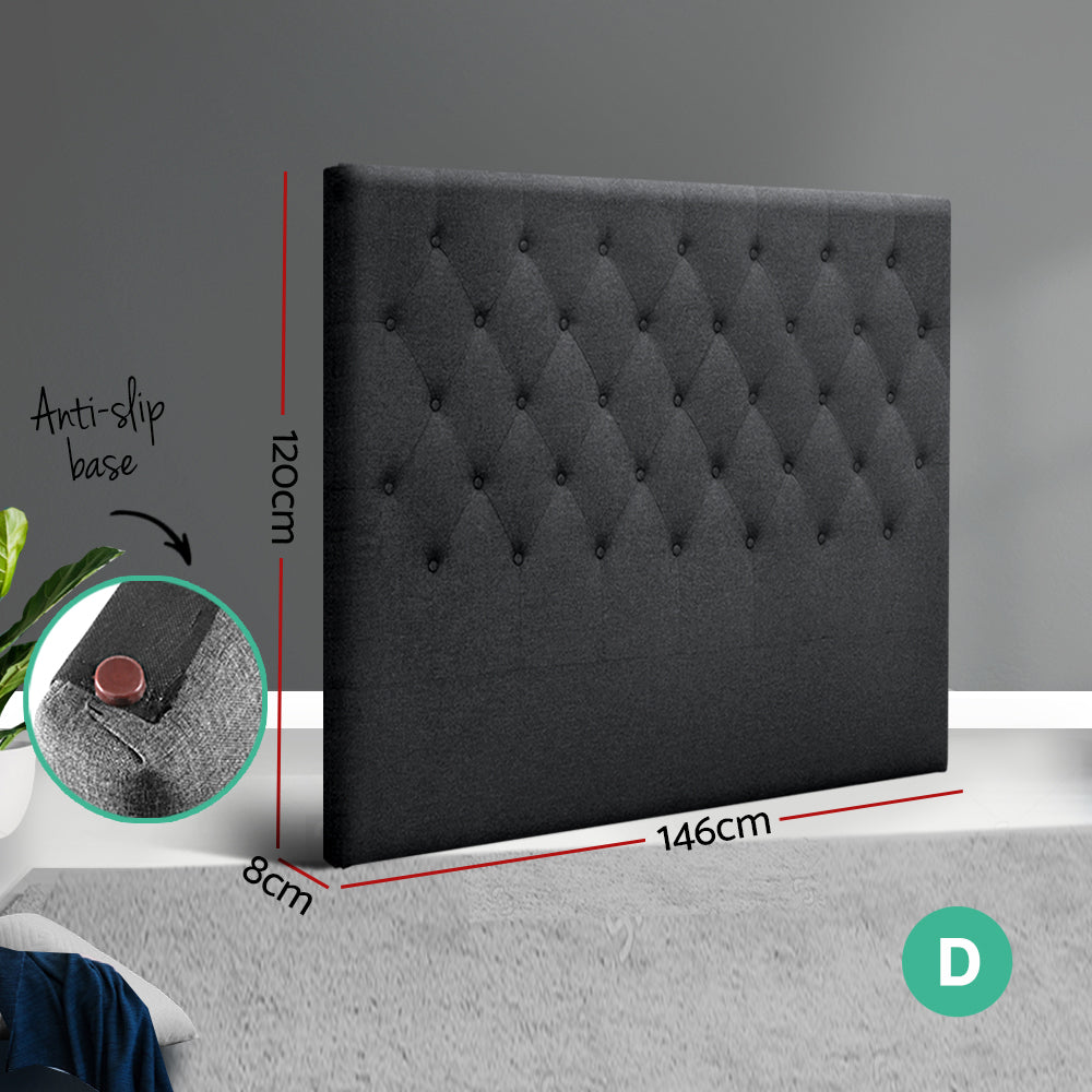 Headboards: Artiss Bed Head Headboard Double Size Fabric - CAPPI Charcoal