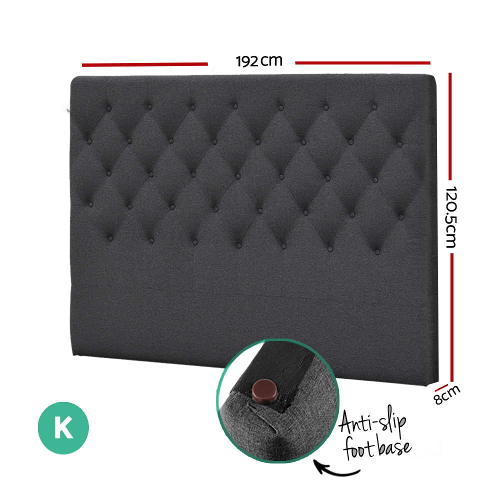 Headboards: Artiss Bed Head Headboard King Size Fabric - CAPPI Charcoal