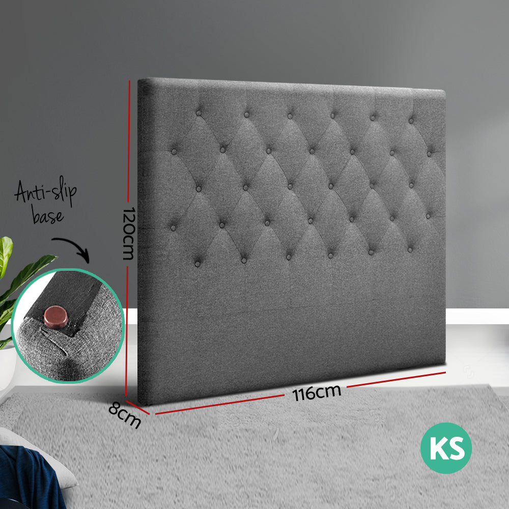 Headboards: Artiss Bed Head Headboard King Single Size Fabric - CAPPI Grey