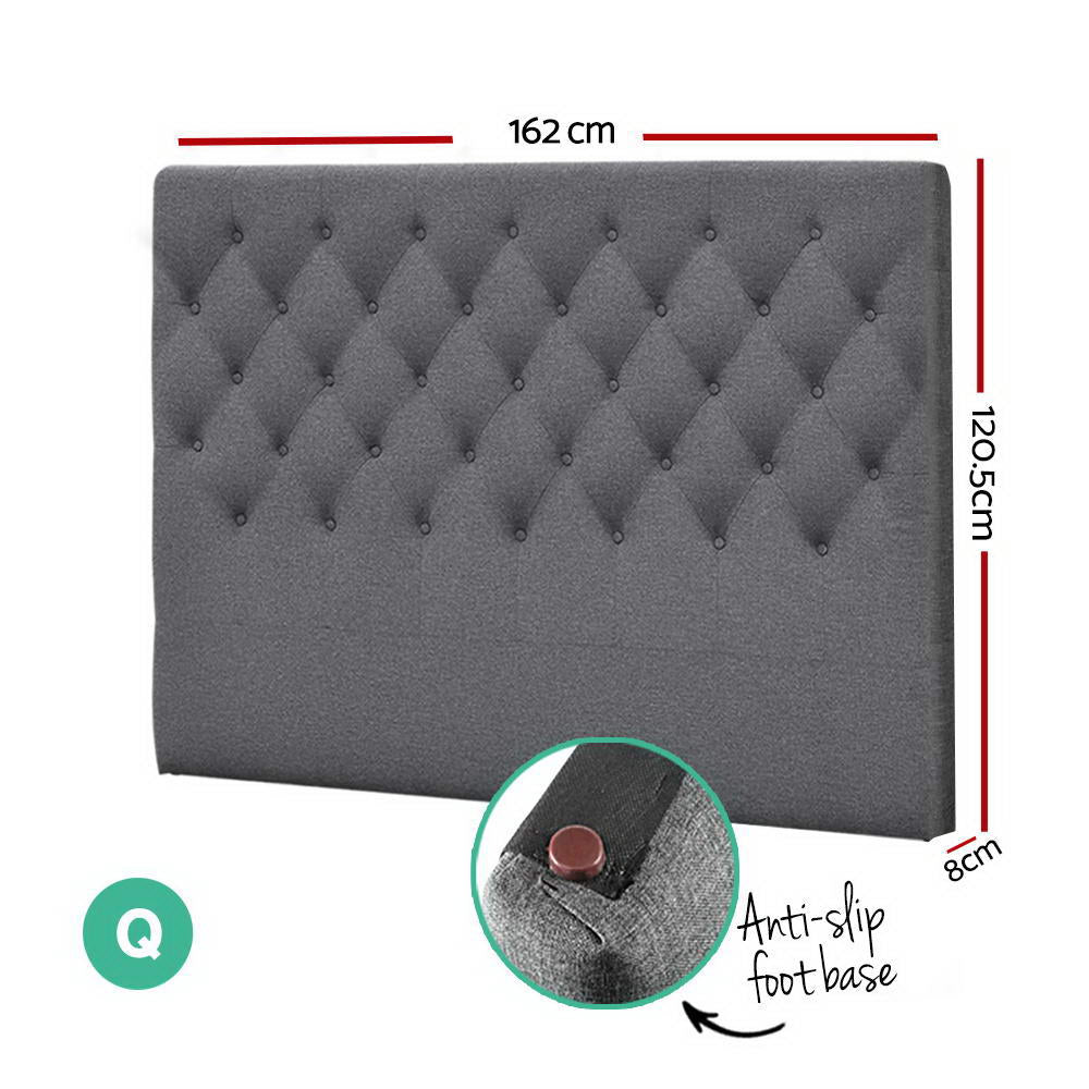 Headboards: Artiss Bed Head Headboard Queen Size Fabric - CAPPI Grey