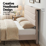 Beds & Bed Frames: Artiss Queen Bed Frame with Storage Adjustable Headboard Platform Base Linen Fabric Charging Ports